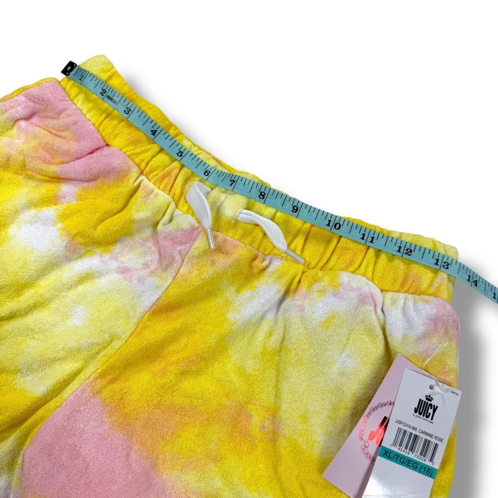 Juicy Couture Terry Cloth Tie Dye Lounge Set Short Sleeve Hoodie‎ and Shorts - Picture 9 of 12